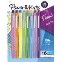Paper Mate Flair Felt Tip Pens Assorted Colors - Medium Point 0.7mm - 16/Pack