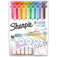 Sharpie S-Note Duo Dual-Ended Creative Markers, Assorted Colors, Fine and Chisel Tips, Includes Stand-up Easel, 16 Count