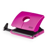 NOVUS 2-HOLE PUNCH WITH STOP RAIL HAPPY PINK