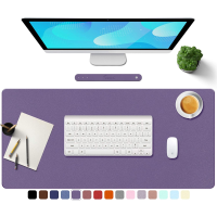 TOWWI PU Leather Desk Pad with Suede Base, Multi-Color Non-Slip Mouse Pad, 32” x 16” Waterproof Desk Writing Mat, Large Desk Blotter Protector (Voilet)