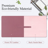 TOWWI PU Leather Desk Pad with Suede Base, Multi-Color Non-Slip Mouse Pad, 32” x 16” Waterproof Desk Writing Mat, Large Desk Blotter Protector (Dark Pink) 