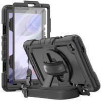 Samsung Galaxy Tab A7 Lite Case w/ Screen Protector, Hand Strap & Shoulder Strap - 8.7 Inch (2021) - Black 