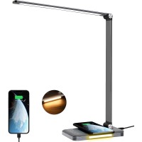 AFROG 8-in-1 Multifunctional LED Desk Lamp w/ 10W Fast Wireless Charger - Grey (4th Gen) 
