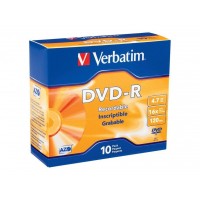 Verbatim 4.7GB up to 16x Branded Recordable Disc DVD-R 10-Disc Slim Case 95099 
