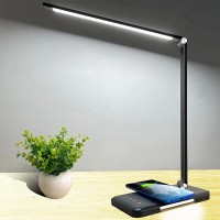 AFROG Multifunctional LED Desk Lamp - 10W Fast Wireless Charger, USB Port - Black