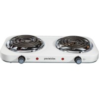 Proctor Silex Electric Double Burner Cooktop w/ Adjustable Temperature - White 