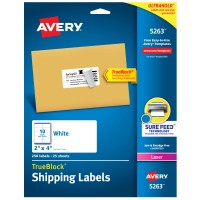 AVERY LASER LABEL, 2X4 WHITE 250/PACK