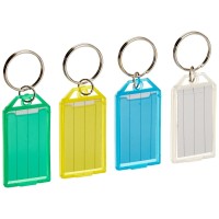 Uniclife 40 Pack Tough Plastic Key Tags with Split Ring Label Window,  Assorted Colors