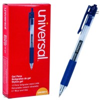 Universal Roller Ball Retractable Gel Pen Medium Blue 12x