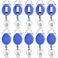 Retractable Badge Reel with Clip and Key Ring for ID Card Holders Blue - Single