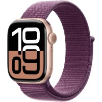 Apple Watch Series 10 (GPS) Rose Gold Aluminum Case with Plum Sport Loop  - 42mm 