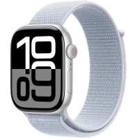 Apple Watch Series 10 (GPS) Aluminum Case with Blue Cloud Sport Loop - 46mm - Silver 