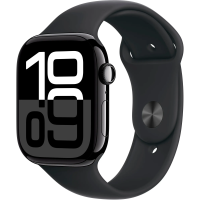 Apple Watch Series 10 (GPS) Aluminum Case with Light Blush Sport Band - 46mm M/L - Jet Black