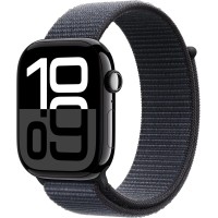 Apple Watch Series 10 (GPS) Jet Black Aluminum Case with Ink Sport Loop - 46mm