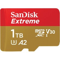 SanDisk Extreme MicroSDXC C10, U3, V30, 4K UHS-I Micro SD w/ Adapter - 1TB