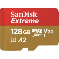  SanDisk 128GB Extreme microSDXC UHS-I Memory Card with Adapter - C10, U3, V30, A2, Micro SD (SDSQXAA-128G-GN6AA)