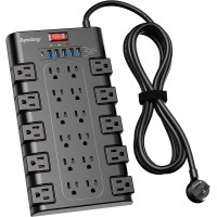 Power Strip Surge Protector - 22 AC Outlets & 6 USB Charging Ports (15A/2100 Joules) 