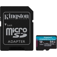 Kingston Canvas Go Plus UHS-I microSDXC Memory Card with SD Adapter - 64GB