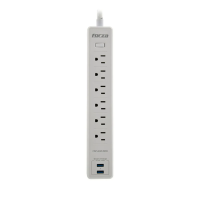 Forza Grounded Power Strip with Surge Protector - 6 Outlets + 2 USB Ports (FSP-612USBW)