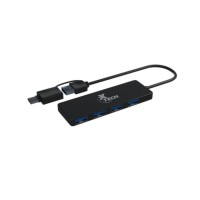 xTech 4-Port USB 3.0 Hub with USB & USB-C Connector