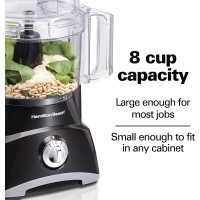 Hamilton Beach 8-Cup Compact Food Processor & Vegetable Chopper for Slicing, Shredding, Mincing, and puree, 450 Watts, Black