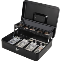 Jssmst Locking Cash Box with Money Tray and Lock, Money Lock Box with Coin Lid, 11.8L x 9.5W x 3.5H Inches, Safe Money Box with Key Lock, Black, SM-CB0511B Jssmst Locking Cash Box with Money Tray and Lock, Money Lock Box with Coin Lid, 11.8L x 9.5W x 3.5H Inches, Safe Money Box with Key Lock, Black, SM-CB0511B