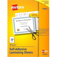 Avery Clear Laminating Sheets, 9" x 12", Permanent Self-Adhesive, 10 Sheets 