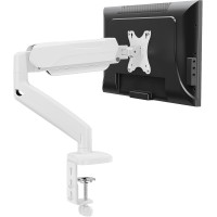 MOUNTUP Single Adjustable VESA Monitor Gas Spring Mount Arm - Max 32 Inch - Holder with Clamp/Grommet Mounting Base - White 