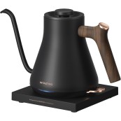 INSTASTING Electric Professional Gooseneck Kettle 0.65mm Ultra-Fine Sprout (0.9L/30oz) - Auto Shut-Off, Boil Dry Protection - Matte Black w/ Dark Brown Handle 