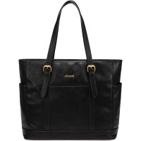 LOVEVOOK 15.6 Inch Vintage Waterproof Leather Laptop Tote Bag / Briefcase - Black