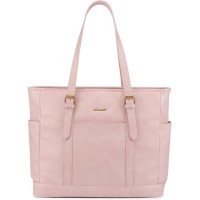 LOVEVOOK 15.6 Inch Vintage Waterproof Leather Laptop Tote Bag / Briefcase - Pink