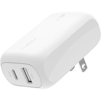 Belkin BoostCharge 42W Dual Port Wall Charger, USB-C + USB-A Charger Fast Charging - White