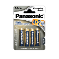 Alkaline Battery Blister Pack x6 (4+2) Panasonic Everyday Power LR6 - AA 1.5V 3.4Ah