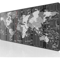 KTRIO Large Extended Gaming Mouse Pad with Stitched Edges, Non-Slip Base - World Map Design - 31.5x15.7"