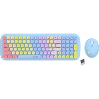 Ubotie Colorful Typewriter Style Wireless Mouse & Keyboard Combo - Rainbow