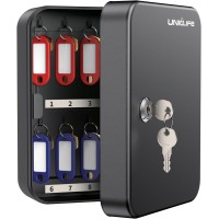 Uniclife 20 Position Wall Mounted Security Storage Box - Key Organizer w/ Colorful Key Tag Labels Stickers & Hooks - Black Uniclife 20 Position Wall Mounted Security Storage Box - Key Organizer w/ Colorful Key Tag Labels Stickers & Hooks - Black