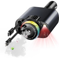 Retractable USB-C & 2 USB Ports Car Charger Adapter 5-in-1 Aromatherapy with Diffuser