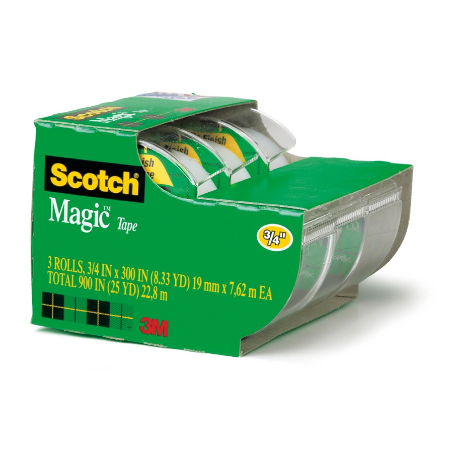 3-Pieces* 3M Scotch Magic Invisible Matte-Finish Tape 3/4 x 300 Rolls  3105