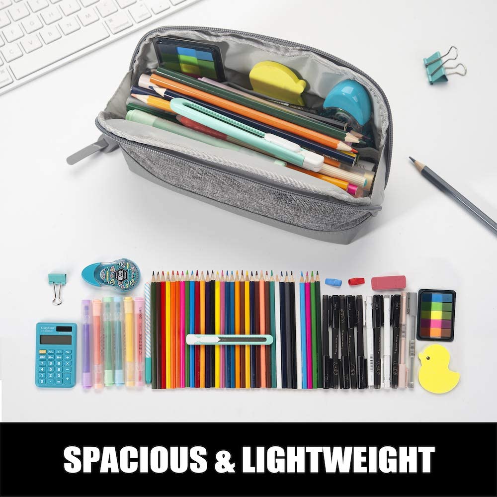 Sooez High Capacity Pen Pencil Case Black And White Durable Pencil Bag Pouch Organizer Portable Journaling Supplies With Easy Grip Handle