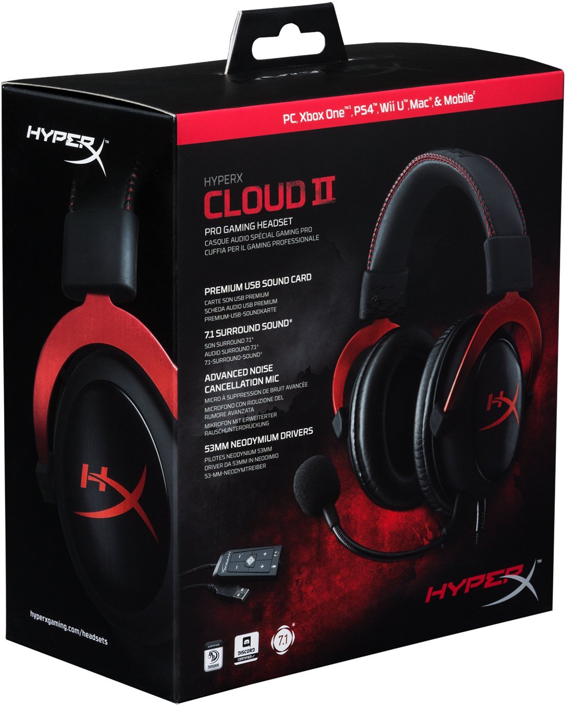 HyperX Cloud II Black 7.1 Surround Sound Wired Gaming Headset For Xbox Used