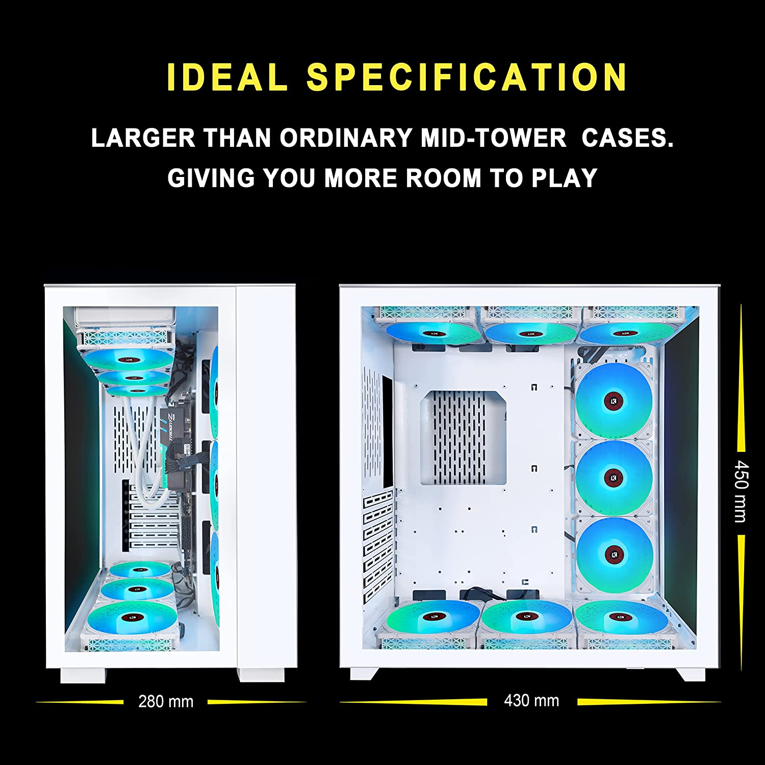  KEDIERS PC Case - ATX Mid Tower Tempered Glass Gaming