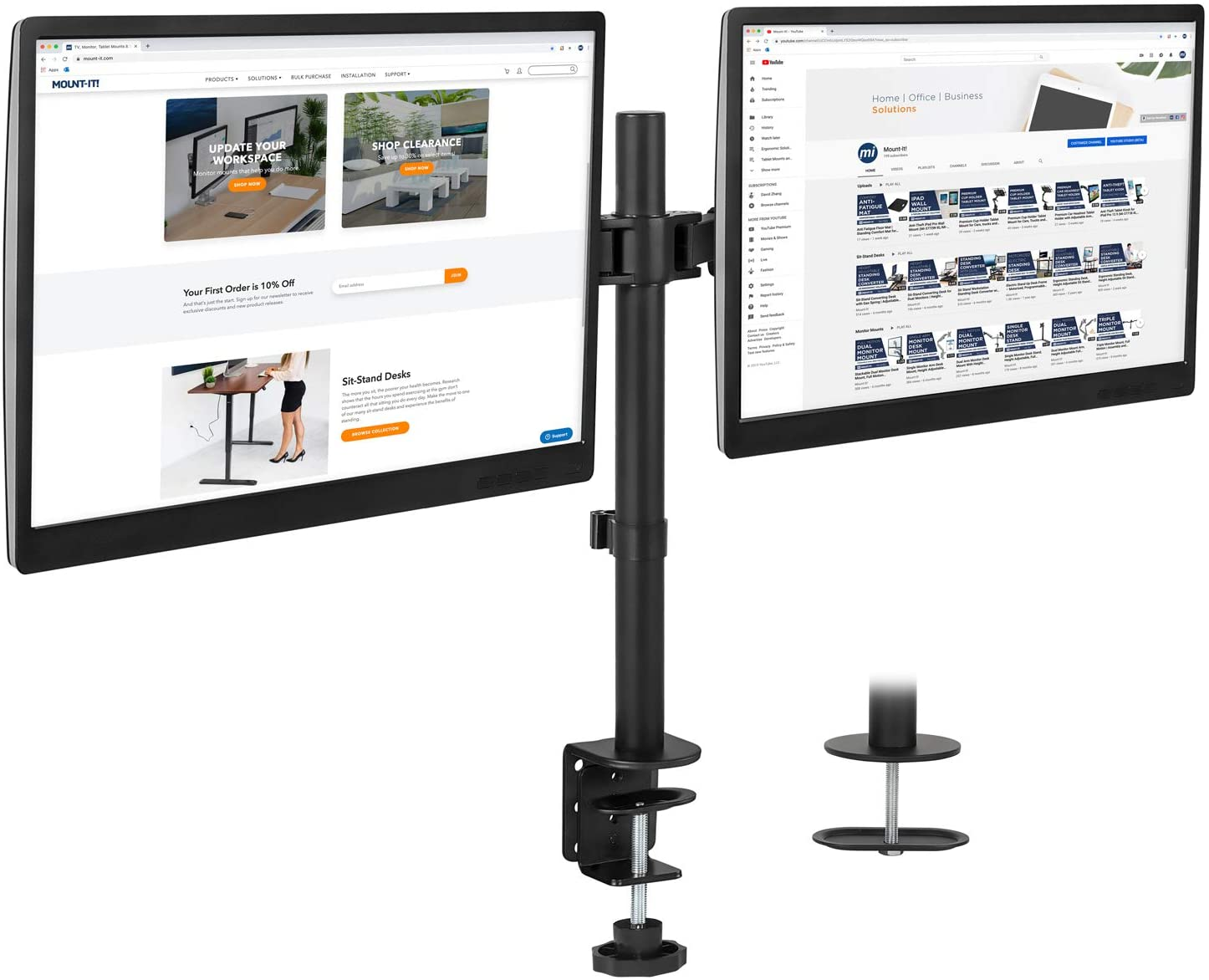 Dual Monitor Desk Stand w/ Articulating Arms – Mount-It!