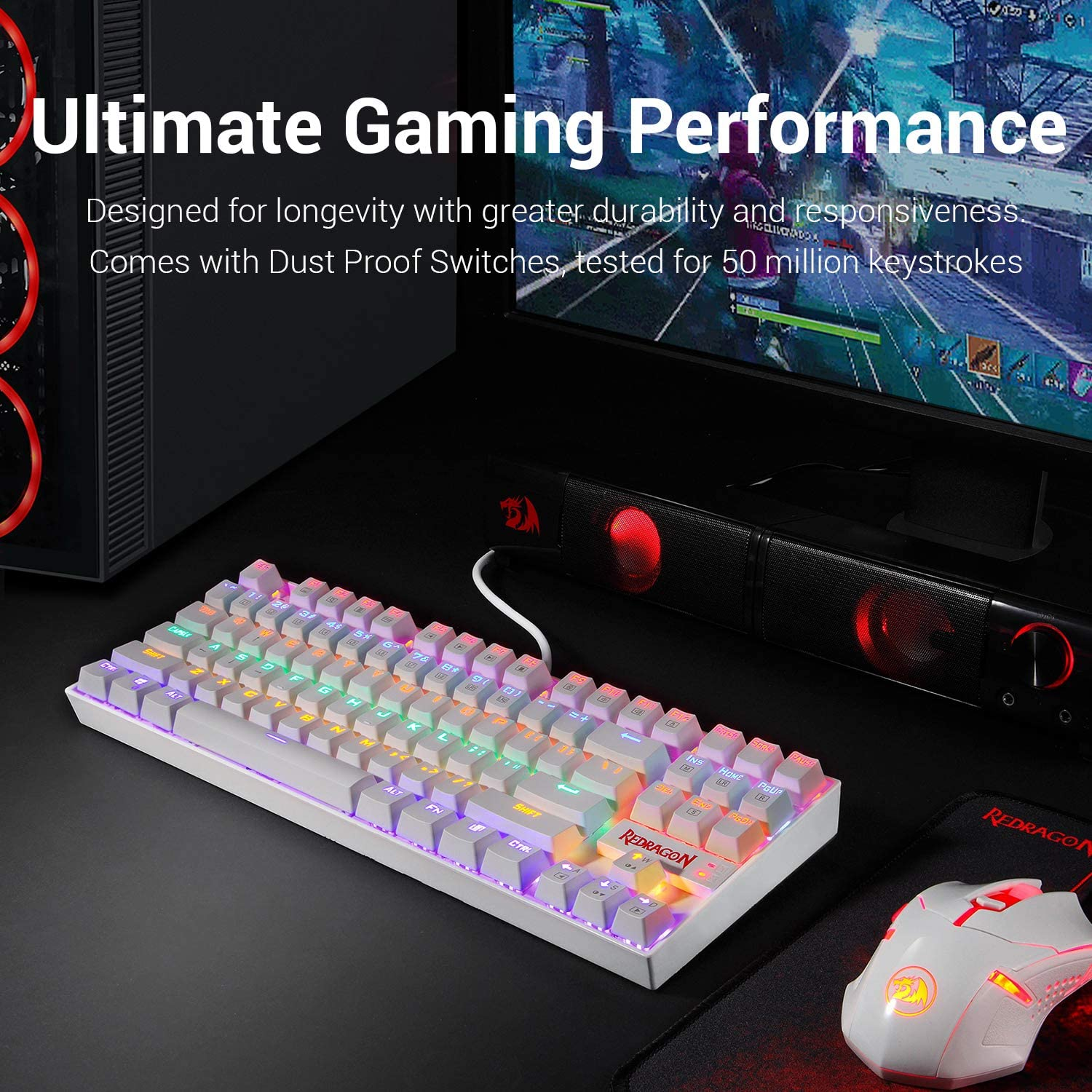 High Quality Redragon K630 Rainbow Wired Mechanical Gaming