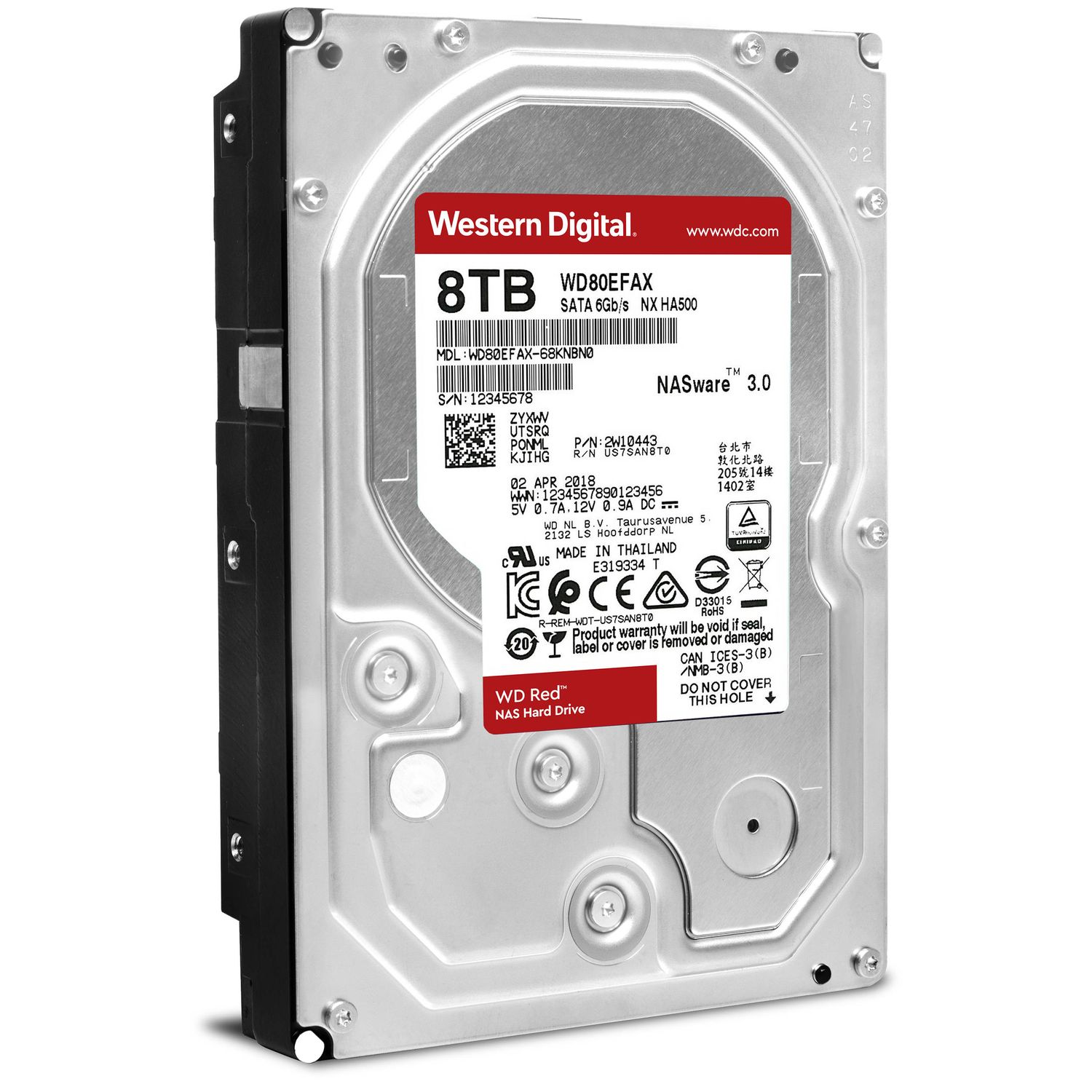 WD Red 8TB NAS Hard Disk Drive - 5400 RPM Class SATA 6 Gb/s 128MB Cache 3.5  Inch - WD80EFZX
