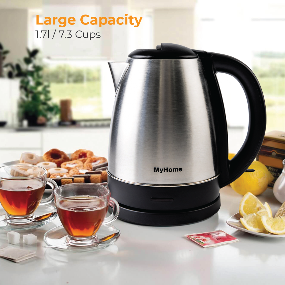 1.7L/1500W Fast Boiling Stainless Steel Electric Tea Kettle Cordless Water  Boiler(Space Gery)